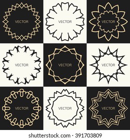 Vector luxury logo collection. 9 vintage emblems. Business identity concepts. Vector frames.