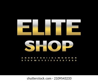 Vector luxury logo Elite Shop with modern Alphabet Letters and Numbers set. Rich style Font