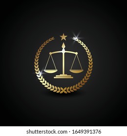 vectorial lujoso logotipo escala para despacho de abogados, perfecto para el negocio de despacho de abogados. color dorado brillante con estilo degradado