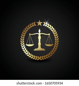 Vector Luxury Logo Illustration Scale For Law Firm Office, Perfect For Law Firm Office Business. Shiny Gold Color With Gradient Style