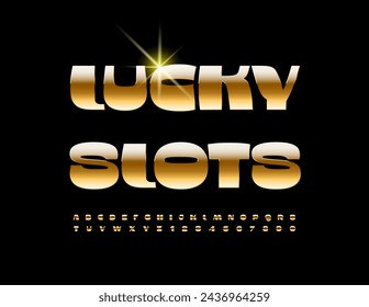 Vector luxury Logo Lucky Slots. Modern Gold Font. Unique Alphabet Letters and Numbers set.
