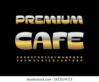 Vector luxury Logo Premium Cafe. Beautiful Gold Font. Trendy Alphabet Letters and Numbers.