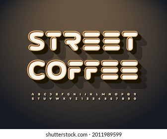 Café de la calle con logotipo de lujo vectorial. Elegante Fuente Retro. Letras y números de alfabeto creativos