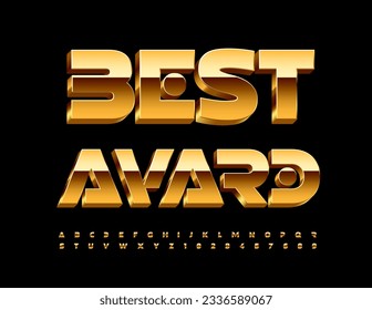 Vector Luxus Logotype Best Award. Trendy Golden Font. Set von schicken Alphabet-Buchstaben und -Zahlen