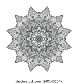 Fondo de plantilla de Mandala de lujo vectorial y diseño ornamental para página de coloreado, tarjeta de saludo, invitación, tatuaje, mandala floral.
