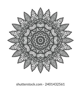 Fondo de plantilla de Mandala de lujo vectorial y diseño ornamental para página de coloreado, tarjeta de saludo, invitación, tatuaje, mandala floral.
