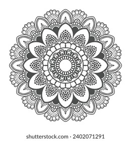 Vector luxury mandala template background and ornamental design for coloring page, greeting card, invitation, tattoo, floral mandala.

