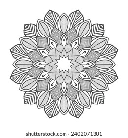 Fondo de plantilla de Mandala de lujo vectorial y diseño ornamental para página de coloreado, tarjeta de saludo, invitación, tatuaje, mandala floral.

