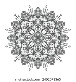 Vector luxury mandala template background and ornamental design for coloring page, greeting card, invitation, tattoo, floral mandala.

