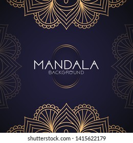 Vector luxury Mandala template on violet fancy background for card, poster, brochure, flyer, invitation etc. Vector Illustration