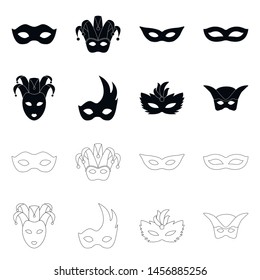 Vector luxury mask and celebration design signs. Set of luxury and disquise stock symbol for web.