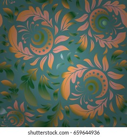 Vector luxury motley pattern. Blue, green and pink seamless pattern.