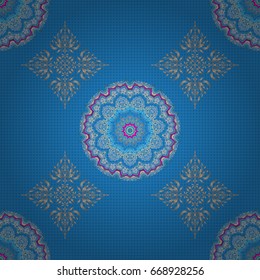 Vector luxury motley pattern. Pink, blue and gray seamless pattern.