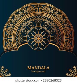 plantilla de fondo de diseño de mandala de adorno de lujo vectorial