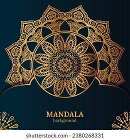 plantilla de fondo de diseño de mandala de adorno de lujo vectorial