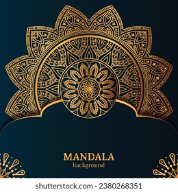 plantilla de fondo de diseño de mandala de adorno de lujo vectorial