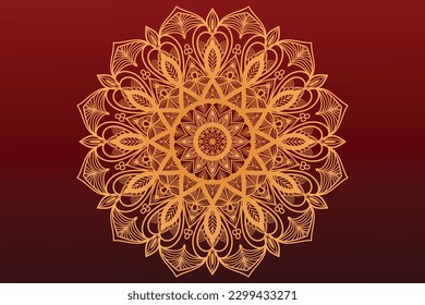 Diseño de color dorado en el diseño de fondo de manala moderna geométrica de lujo vectorial