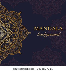 Vector luxury ornamental indian mandala design background in gold color