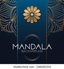 Vector luxury ornamental mandala design background in gold color.  Invitation template with floral mandala ornament - Vector illustration