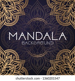 Vector luxury ornamental mandala design background in gold color.  Invitation template with floral mandala ornament - Vector illustration