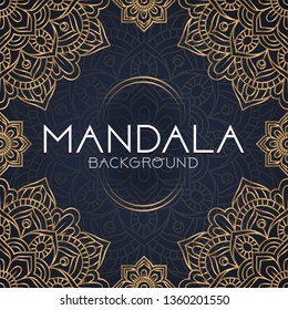 Vector luxury ornamental mandala design background in gold color.  Invitation template with floral mandala ornament - Vector illustration