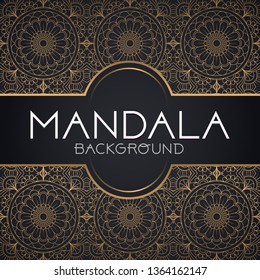 Vector luxury ornamental mandala design background in gold color.  Invitation template with floral mandala ornament - Vector illustration