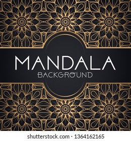 Vector luxury ornamental mandala design background in gold color.  Invitation template with floral mandala ornament - Vector illustration