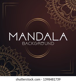 Vector luxury ornamental mandala design background in gold color. Invitation template with floral mandala ornament - Vector illustration