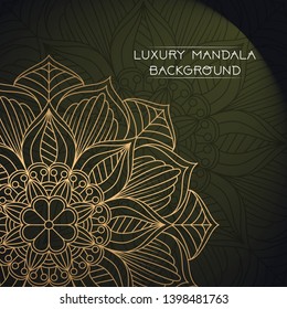Vector luxury ornamental mandala design background in gold color. Invitation template with floral mandala ornament - Vector illustration