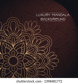 Vector luxury ornamental mandala design background in gold color. Invitation template with floral mandala ornament - Vector illustration
