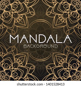 Vector luxury ornamental mandala design background in gold color. Invitation template with floral mandala ornament - Vector illustration
