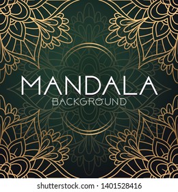 Vector luxury ornamental mandala design background in gold color. Invitation template with floral mandala ornament - Vector illustration