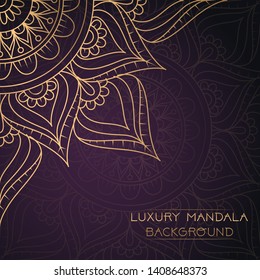 Vector luxury ornamental mandala design background in gold color. Invitation template with floral mandala ornament - Vector illustration