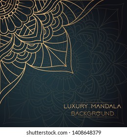 Vector luxury ornamental mandala design background in gold color. Invitation template with floral mandala ornament - Vector illustration