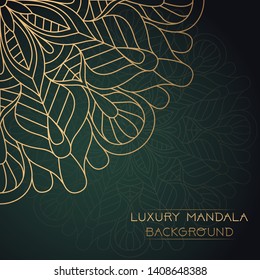 Vector luxury ornamental mandala design background in gold color. Invitation template with floral mandala ornament - Vector illustration