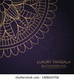 Vector luxury ornamental mandala design background in gold color. Invitation template with floral mandala ornament - Vector illustration