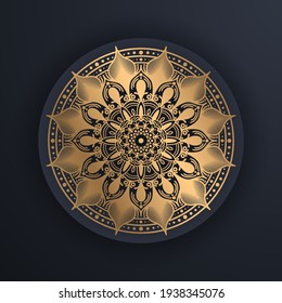 Vector luxury ornamental mandala design background in gold color. Invitation template with floral mandala ornament - Vector illustration