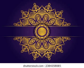 Diseño de Mandala ornamental de lujo vectorial en un fondo violeta aislado