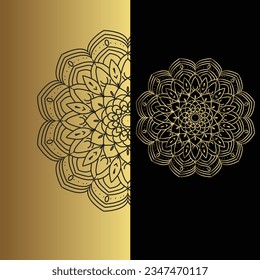 Fondo de diseño de efecto de Mandala ornamental de lujo vectorial en color dorado
