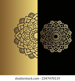 Fondo de diseño de efecto de Mandala ornamental de lujo vectorial en color dorado
