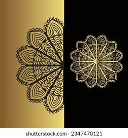 Vector luxury ornamental mandala effect design background in gold color
