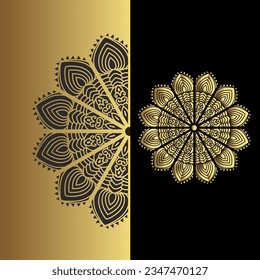 Vector luxury ornamental mandala effect design background in gold color
