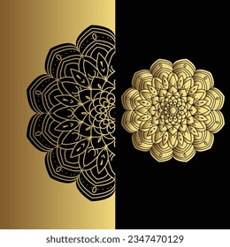 Vector luxury ornamental mandala effect design background in gold color
