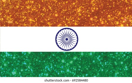 Vector luxury red and blue glitter the Republic of India country flag icon