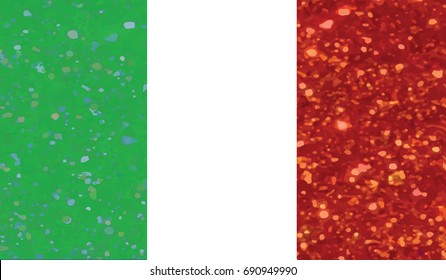 The vector luxury red and green glitter Italy country flag icon