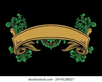 Vector luxury ribbon ornament floral vintage