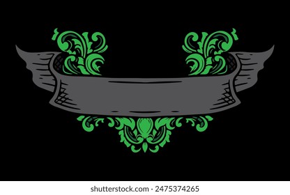 Vector luxury ribbon ornament floral vintage