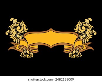 Vector luxury ribbon ornament floral vintage