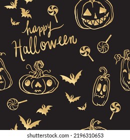 Vector luxury set of Halloween clipart. Trendy, beautiful illustration for seasonal design, textile, playroom decoration or greeting card. Drawn by hand.