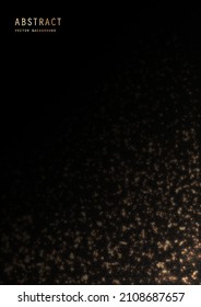 Vector luxury shiny black background with a golden glitter and sparkles. Premium brilliance decorative celebratory design template of invitation, brochure, notebook or card